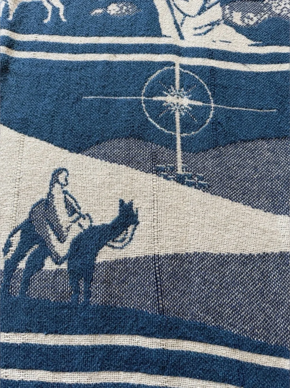 Vintage 90s Crown Crafts Nativity Woven Tapestry Throw Blanket Christmas Holiday